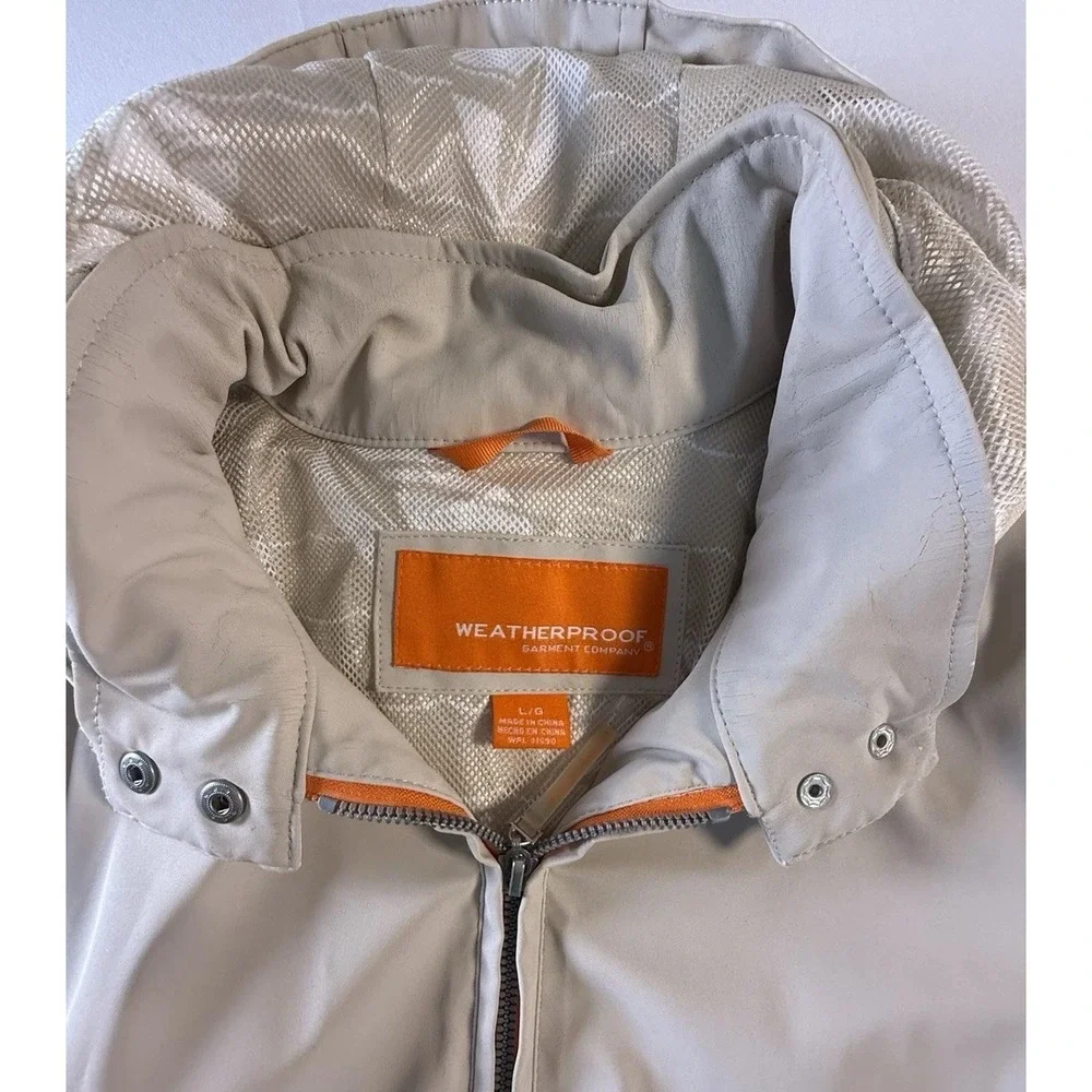 Weatherproof Vintage Women's Hooded Rain Jacket beig Polyurethane‎ large